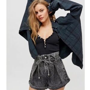 Blank NYC High Waist Black Shorts with Corset Waistband